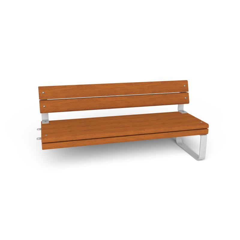 HAGS Rosenlund Hardwood Standard Modular Park Bench 1 Side with Backrest Front view