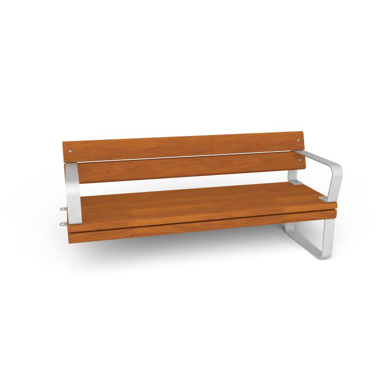 HAGS Rosenlund Hardwood Standard Modular Park Bench 2 Sides with Armrests and Backrest Front view
