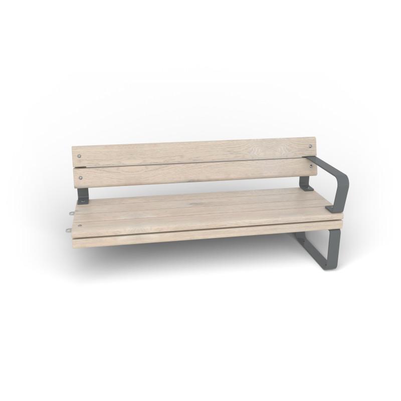 HAGS Rosenlund Standard Modular Bench 1 Side with Armrests and Backrest Front view