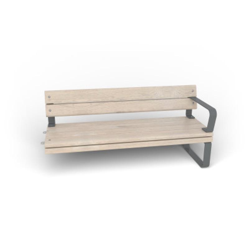 HAGS Rosenlund Standard Modular Bench 1 Side with Armrests and Backrest (Color: Grey) (8080177)