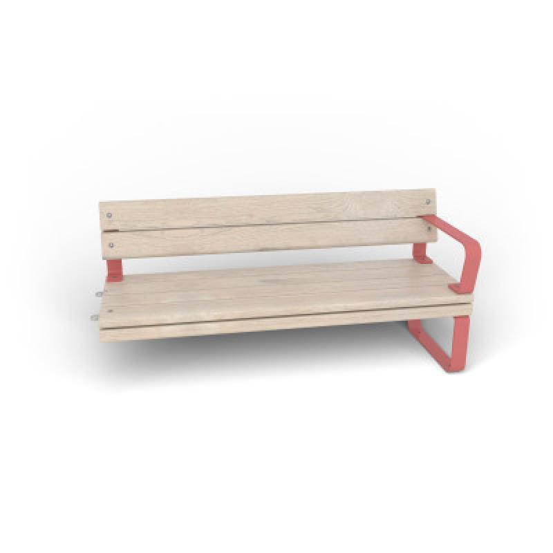 HAGS Rosenlund Standard Modular Bench 1 Side with Armrests and Backrest (Color: Red) (8080174)