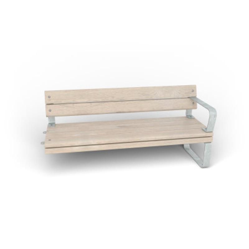 HAGS Rosenlund Standard Modular Bench 1 Side with Armrests and Backrest (Color: Galvanized) (8080173)