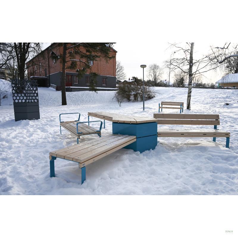 HAGS Rosenlund Standard Park Bench (Color: Blue / Material: Wood) (8076978)