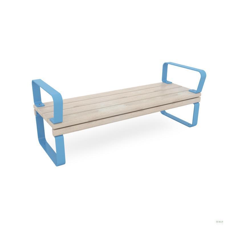 HAGS Rosenlund Standard Park Bench with Armrests (Color: Blue / Material: Wood) (8076981)