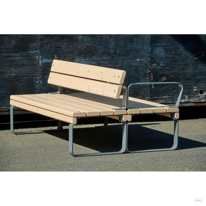 HAGS Rosenlund Standard Park Bench with Armrests (Color: Dark Grey / Material: Wood) (8077097)