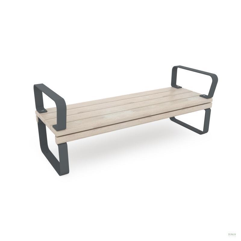 HAGS Rosenlund Standard Park Bench with Armrests (Color: Dark Grey / Material: Wood) (8077097)