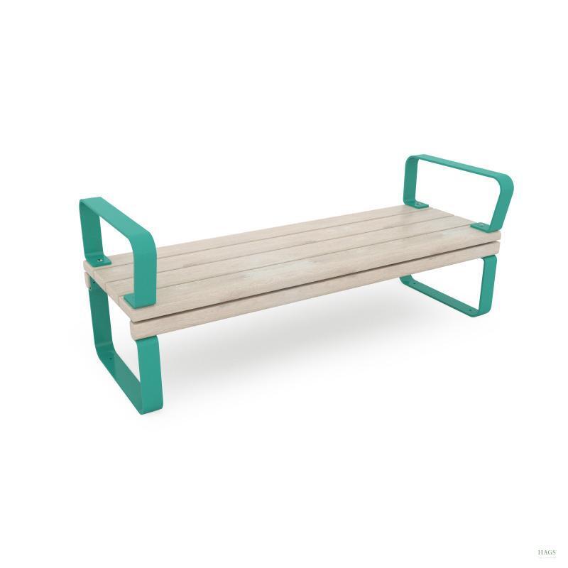 HAGS Rosenlund Standard Park Bench with Armrests (Color: Green/Cream White / Material: Wood) (8076980)