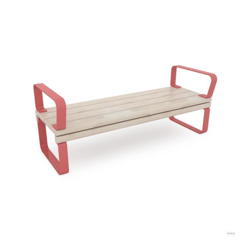 HAGS Rosenlund Standard Park Bench with Armrests (Color: Red / Material: Wood) (8076979)