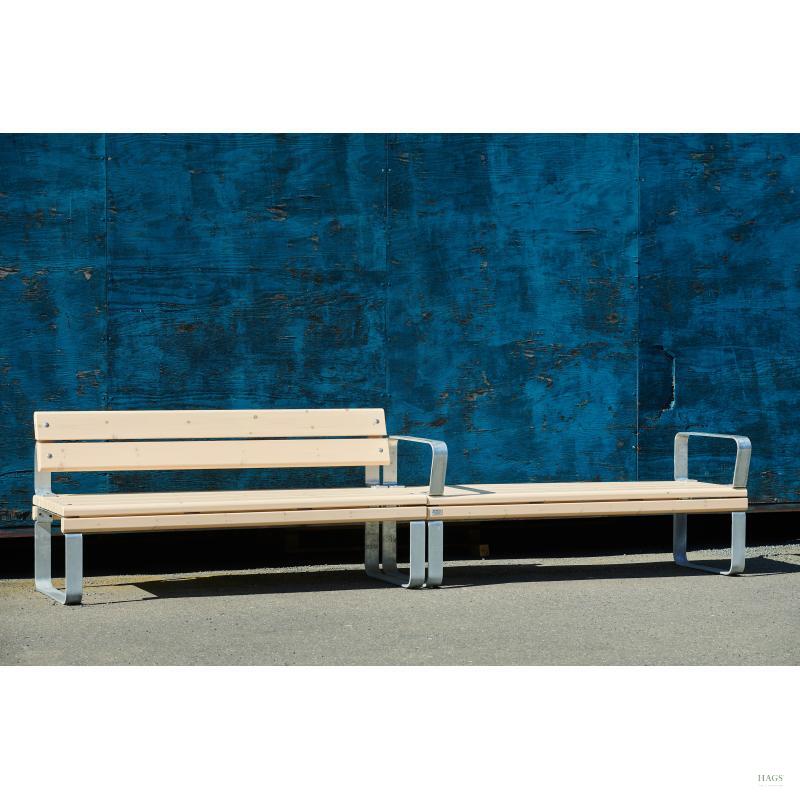 HAGS Rosenlund Standard Park Bench with Armrests (Color: Galvanized / Material: Wood) (8076896)