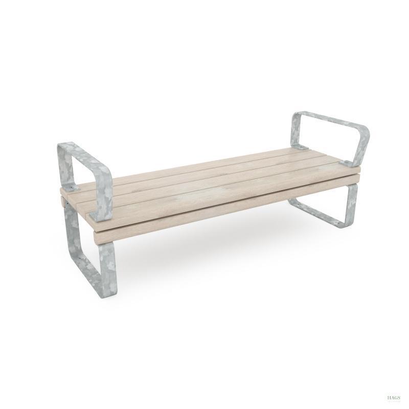HAGS Rosenlund Standard Park Bench with Armrests (Color: Galvanized / Material: Wood) (8076896)