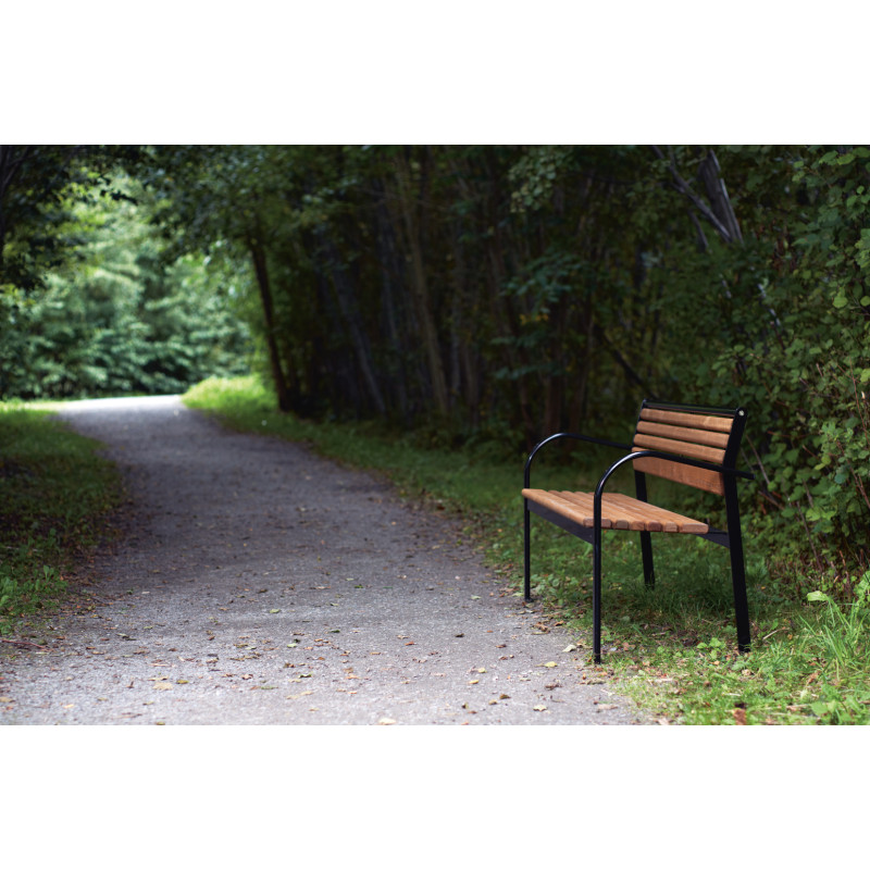 HAGS Bench Taberg with armrests and backrest standard - freestanding (color: dark brown/black)