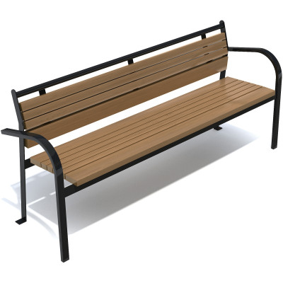 HAGS Bench Taberg with armrests and backrest standard - freestanding (color: dark brown/black)