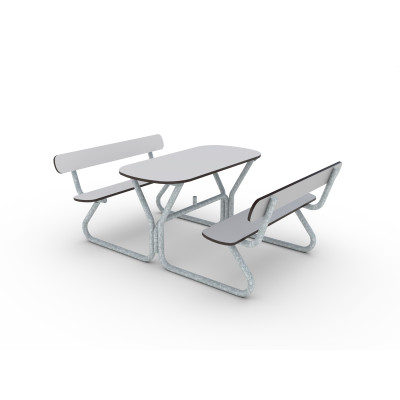 HAGS bench-table combination Allround Standard - freestanding (color: light gray/galvanized)