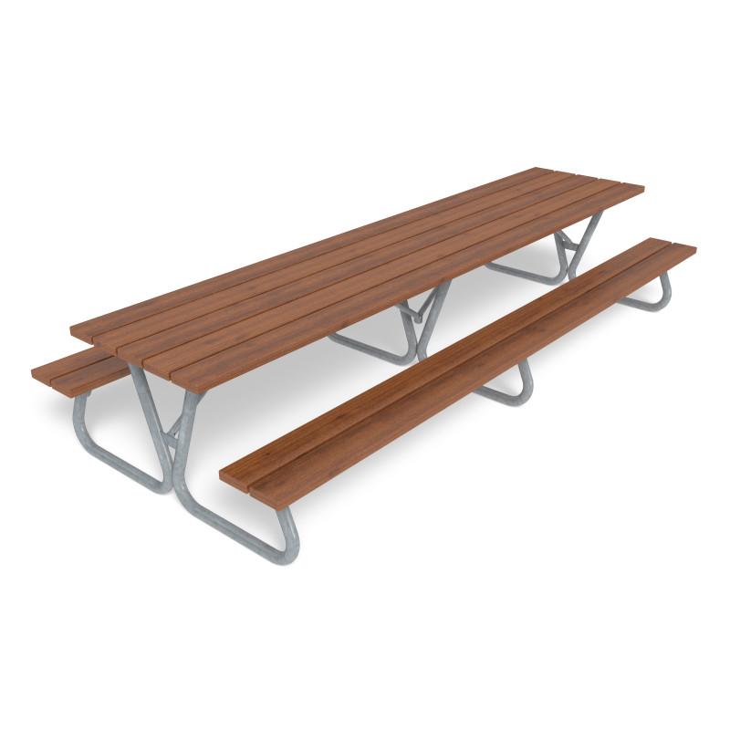 HAGS Hallon Picnic Table Extra Long USA-Style Freestanding Standard (Color: Dark Brown/Galvanized) (8042475)