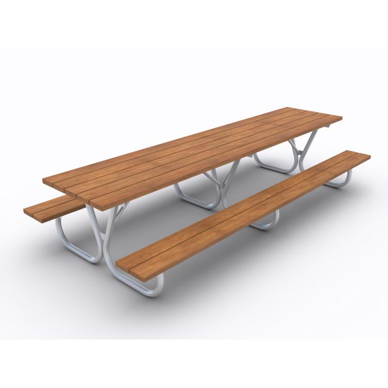HAGS Hallon Picnic Table Extra Long USA-Style Freestanding Standard (Color: Dark Brown/Galvanized) (8042475)