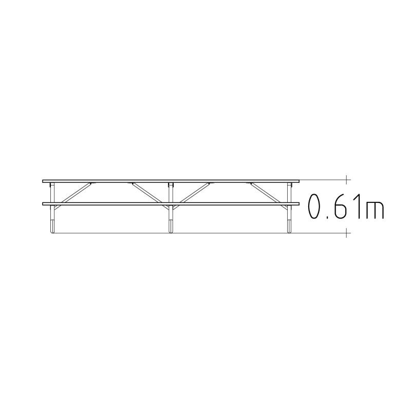 HAGS Hallon Picnic Table Extra Long USA-Style Freestanding Standard (Color: Dark Brown/Galvanized) (8042475)