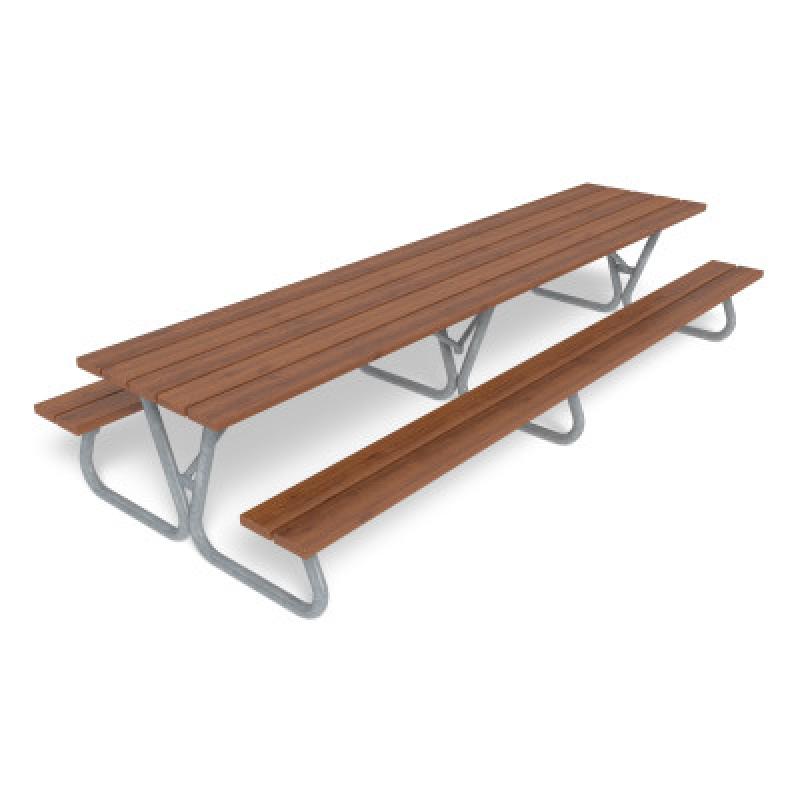 HAGS Hallon Picnic Table Extra Long USA-Style Freestanding Standard (Color: Dark Brown/Galvanized) (8042475)