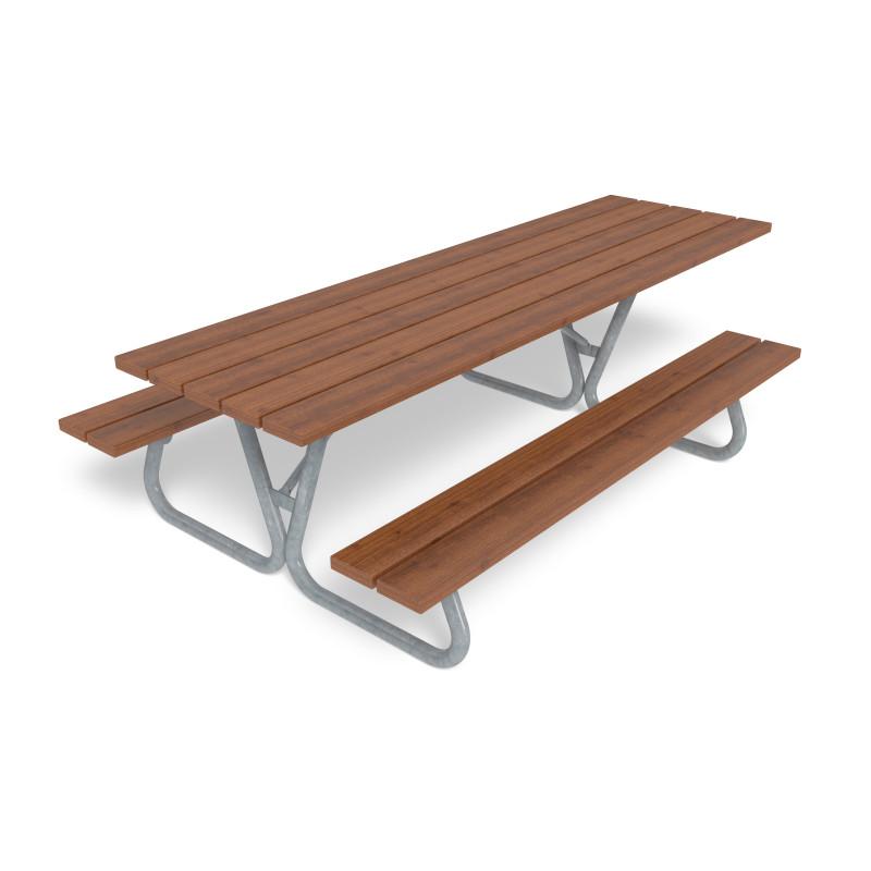 HAGS Hallon Picnic Table Long USA-Style Freestanding Standard (Color: Dark Brown/Galvanized) (8059770)
