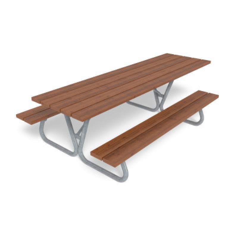 HAGS Hallon Picnic Table Long USA-Style Freestanding Standard (Color: Dark Brown/Galvanized) (8059770)