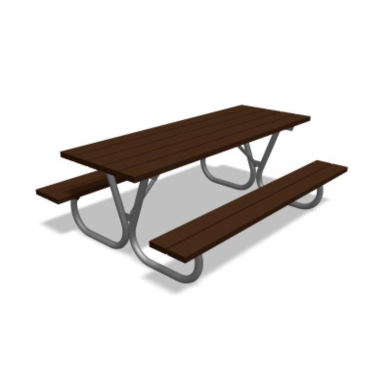 HAGS Hallon Picnic Table USA-Style Freestanding Standard (Color: Brown/Galvanized | Recycled Plastic) (8064457)