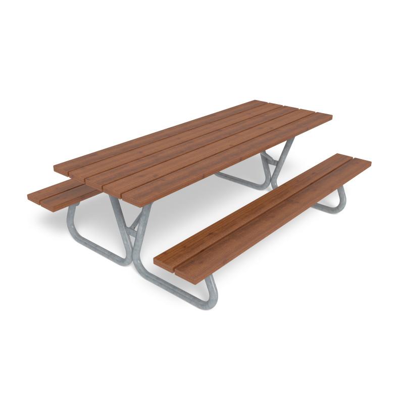 HAGS Hallon Picnic Table USA-Style Freestanding Standard (Color: Dark Brown/Galvanized) (8042474)