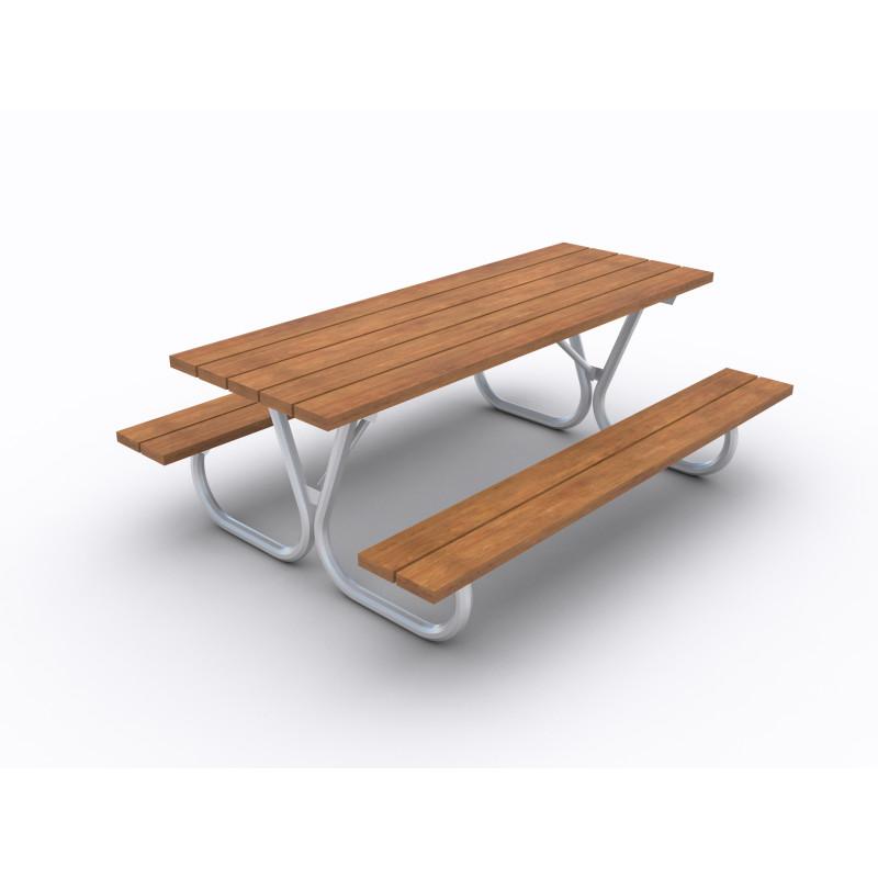 HAGS Hallon Picnic Table USA-Style Freestanding Standard (Color: Dark Brown/Galvanized) (8042474)