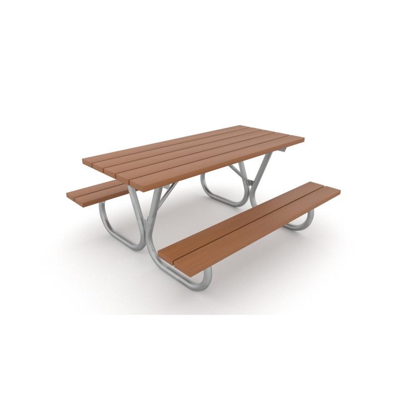 HAGS Hallon Picnic Table USA-Style Freestanding Standard (Color: Dark Brown/Galvanized) (8106166)