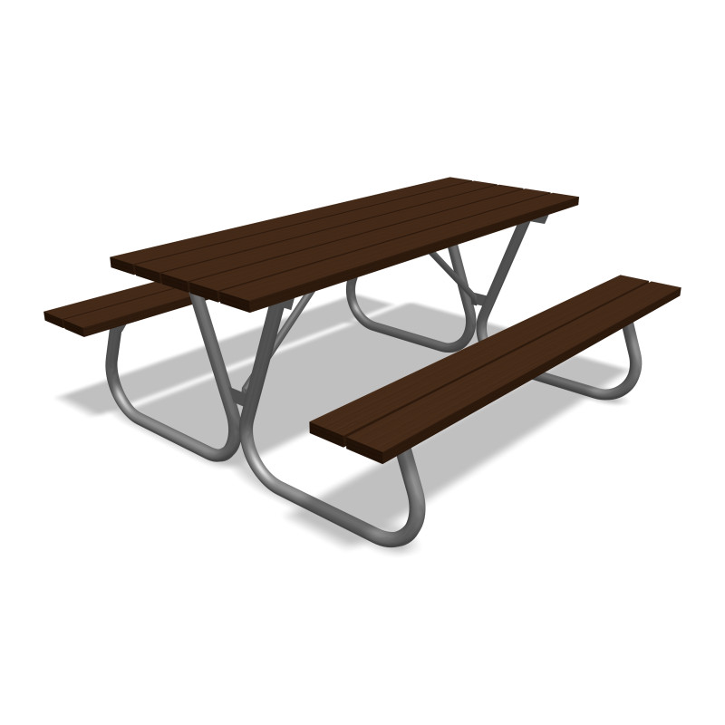 HAGS Bench-table combination Linnea Recycled Plastic Standard - Freestanding (Colour: Brown/Galvanized)