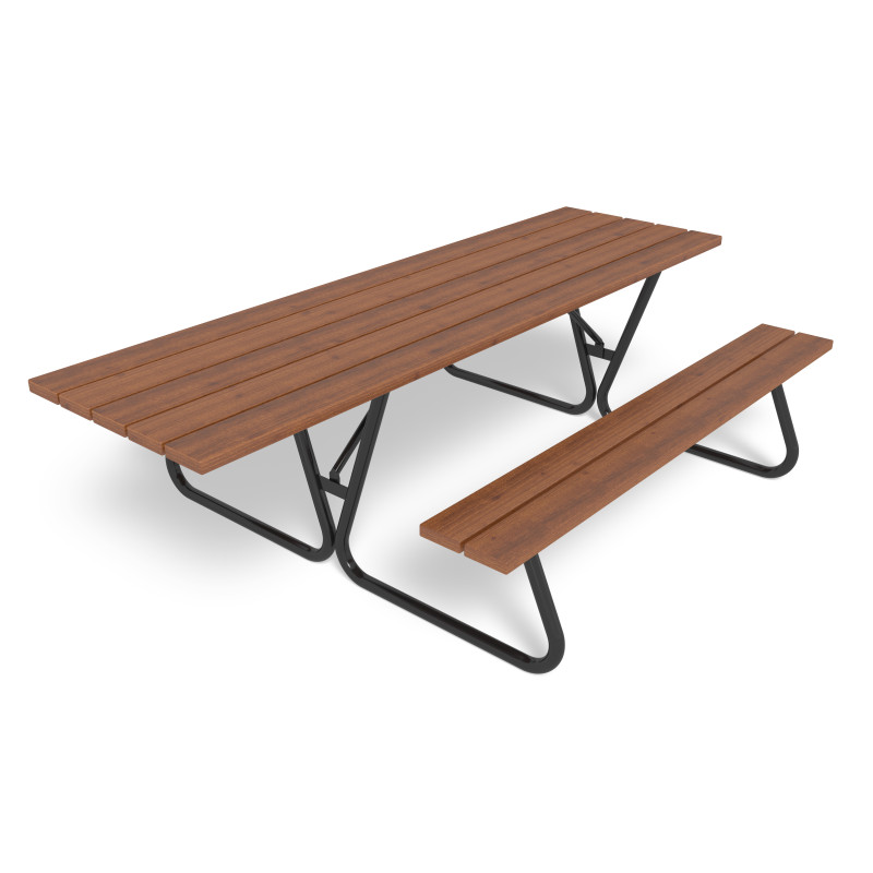 HAGS Bench-table combination Olvon Extra Long Standard - Freestanding (Colour: Brown/Black) Front view