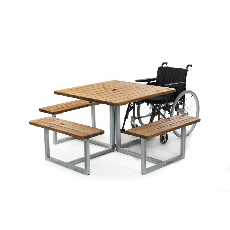 HAGS Skagen Bench-Table Combination 7 Seats Standard - Freestanding (Colour: Brown/Galvanized)