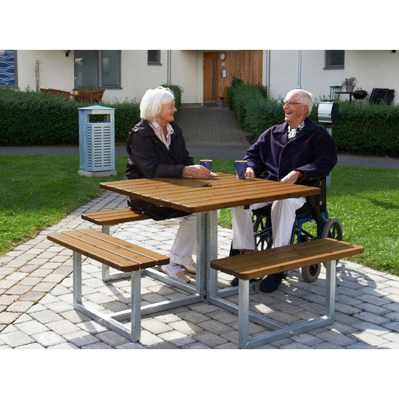 HAGS Skagen Bench-Table Combination 7 Seats Standard - Freestanding (Colour: Brown/Galvanized)
