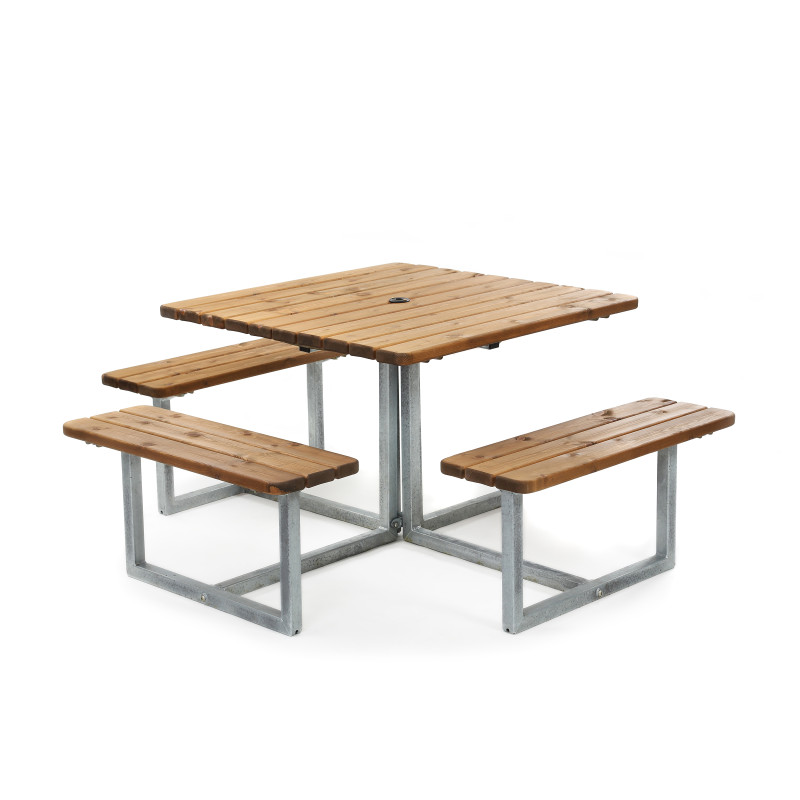 HAGS Skagen Bench-Table Combination 7 Seats Standard - Freestanding (Colour: Brown/Galvanized)