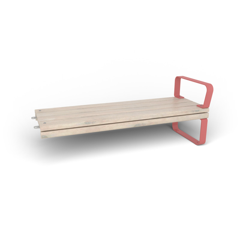 HAGS Rosenlund Standard Modular Bench Module 1 Side with Armrests (Color: Red) (8080118)