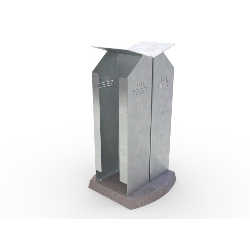 HAGS Disposable Barbecue Waste Bin Reco Double Standard - Freestanding (Colour: Galvanized) Front view