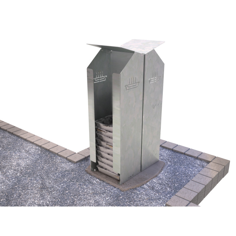 HAGS Disposable Barbecue Waste Bin Reco Double Standard - Freestanding (Colour: Galvanized)