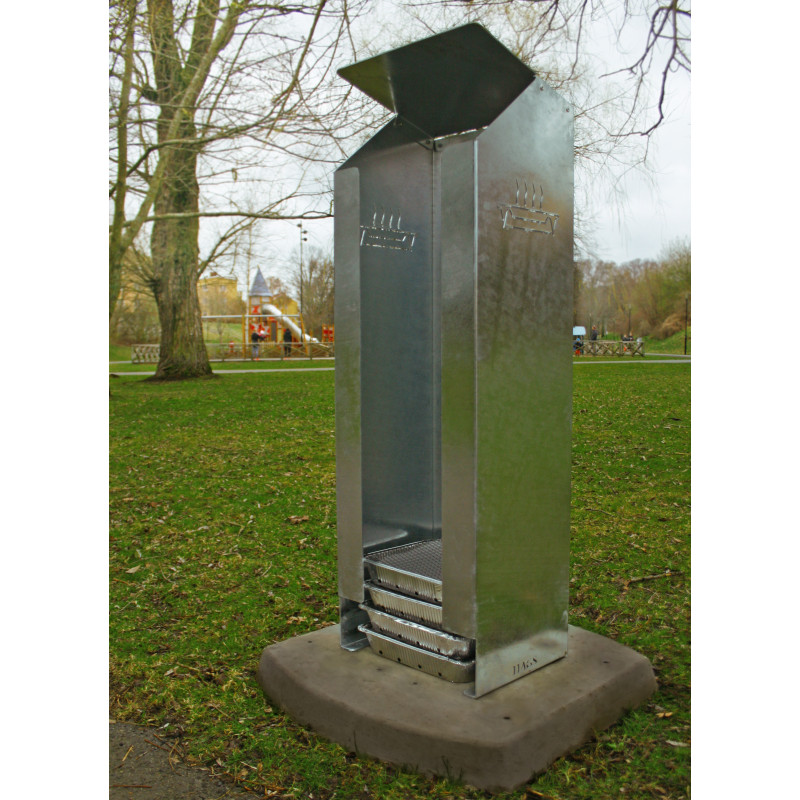 HAGS Disposable Grill Waste Bin Reco Single Standard - Freestanding (Colour: Galvanized)