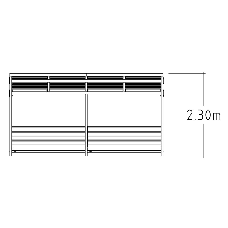 HAGS Bicycle Shelter / Bicycle Box / Bicycle Garage Capella Straight Sheet Metal Roof with Steel Posts Standard - For Burying (Colour: Galvanized) (8043685)