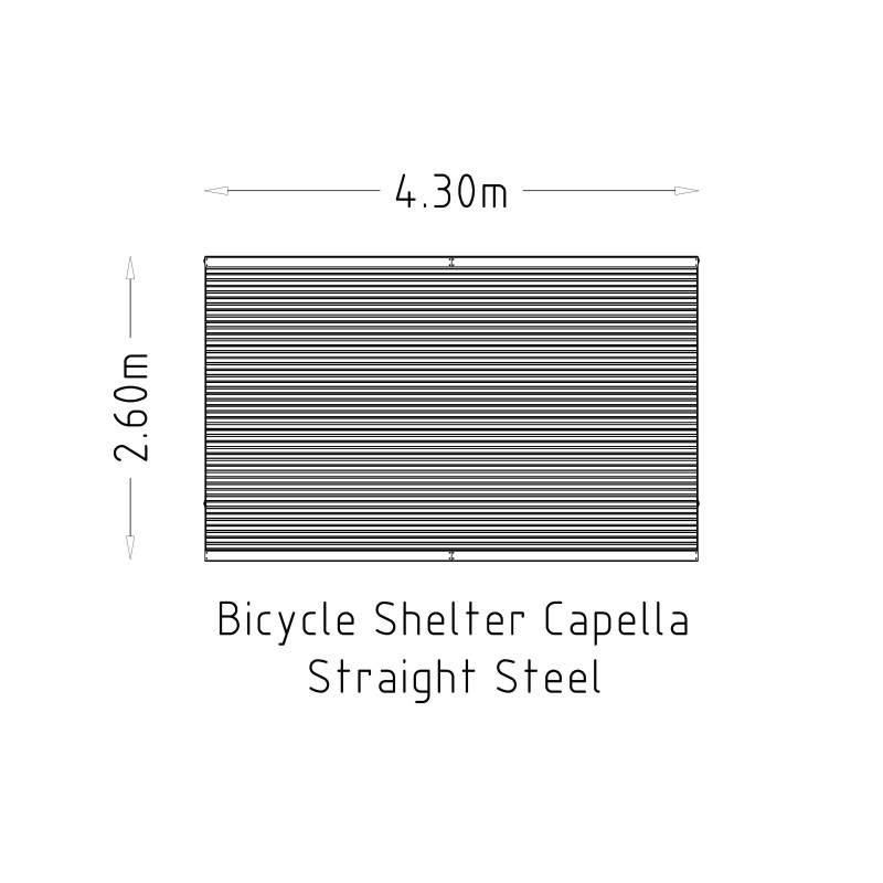 HAGS Bicycle Shelter / Bicycle Box / Bicycle Garage Capella Straight Sheet Metal Roof with Steel Posts Standard - For Burying (Colour: Galvanized) (8043685)