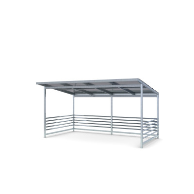 HAGS Bicycle Shelter / Bicycle Box / Bicycle Garage Capella Straight Sheet Metal Roof with Steel Posts Standard - For Burying (Colour: Galvanized) (8043685)