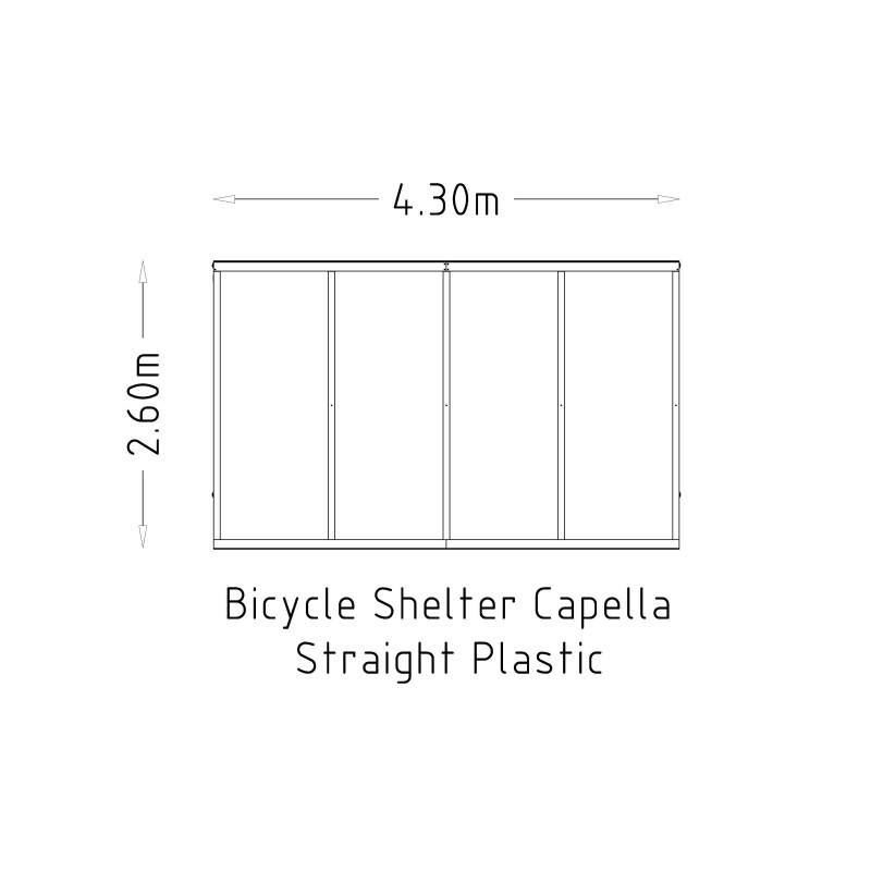 HAGS Bicycle Shelter / Bicycle Box / Bicycle Garage Capella Straight Plastic Roof with Steel Posts Standard - For Burying (Colour: Galvanized) (8043687)
