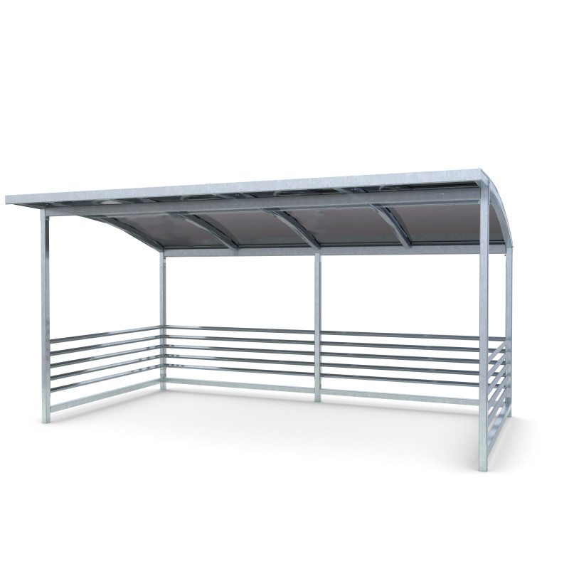 HAGS bicycle shelter / bicycle box / bicycle garage Capella arched sheet metal roof with steel posts standard - for digging in Front view
