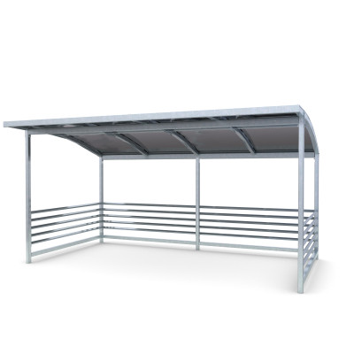 HAGS bicycle shelter / bicycle box / bicycle garage Capella arched sheet metal roof with steel posts standard - for digging in (color: galvanized) (8043684)
