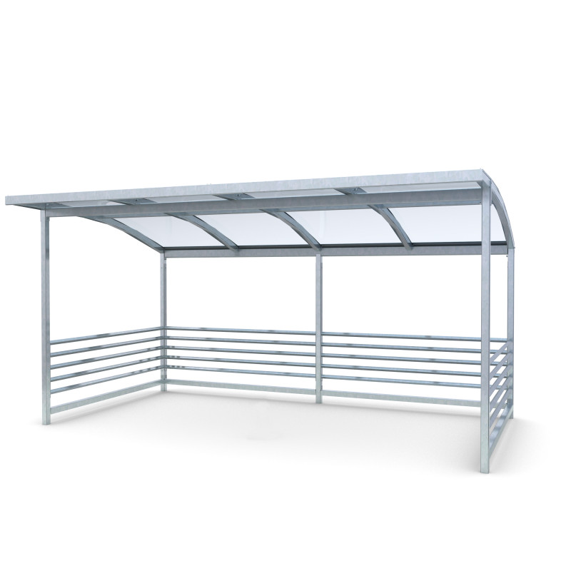 HAGS Bicycle Shelter / Bicycle Box / Bicycle Garage Capella Curved Plastic Roof with Steel PostsStandard - For Burying (Colour: Galvanized) (8043686) Front view