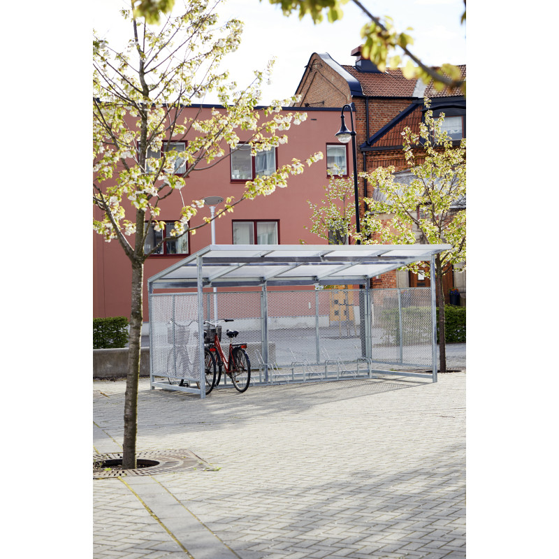 HAGS Bicycle Shelter / Bicycle Box / Bicycle Garage Nova Straight Plastic Roof with Steel Posts Standard - For Burying (Colour: Galvanized) (8043683)