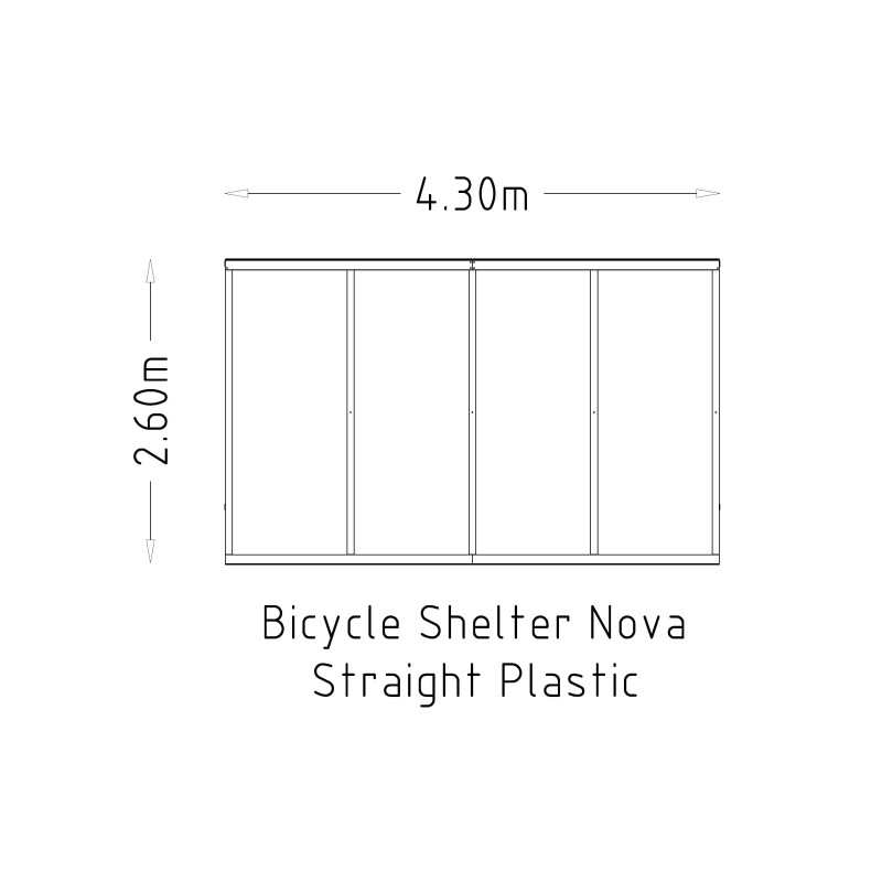 HAGS Bicycle Shelter / Bicycle Box / Bicycle Garage Nova Straight Plastic Roof with Steel Posts Standard - For Burying (Colour: Galvanized) (8043683)