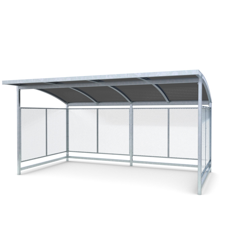 HAGS bicycle shelter / bicycle box / bicycle garage Nova curved sheet metal roof with steel posts standard - for digging in Front view