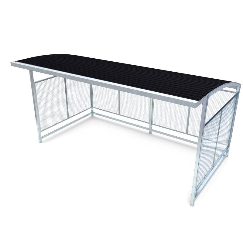 HAGS bicycle shelter / bicycle box / bicycle garage Nova curved sheet metal roof with steel posts standard - for digging in (color: galvanized) (8043680)