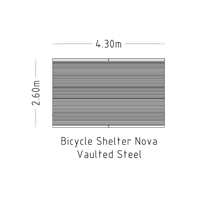 HAGS bicycle shelter / bicycle box / bicycle garage Nova curved sheet metal roof with steel posts standard - for digging in (color: galvanized) (8043680)