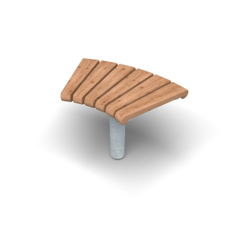 HAGS Curved Bench 45° Sofiero Thermo Standard - For Concreting (Colour: Galvanized) Front view