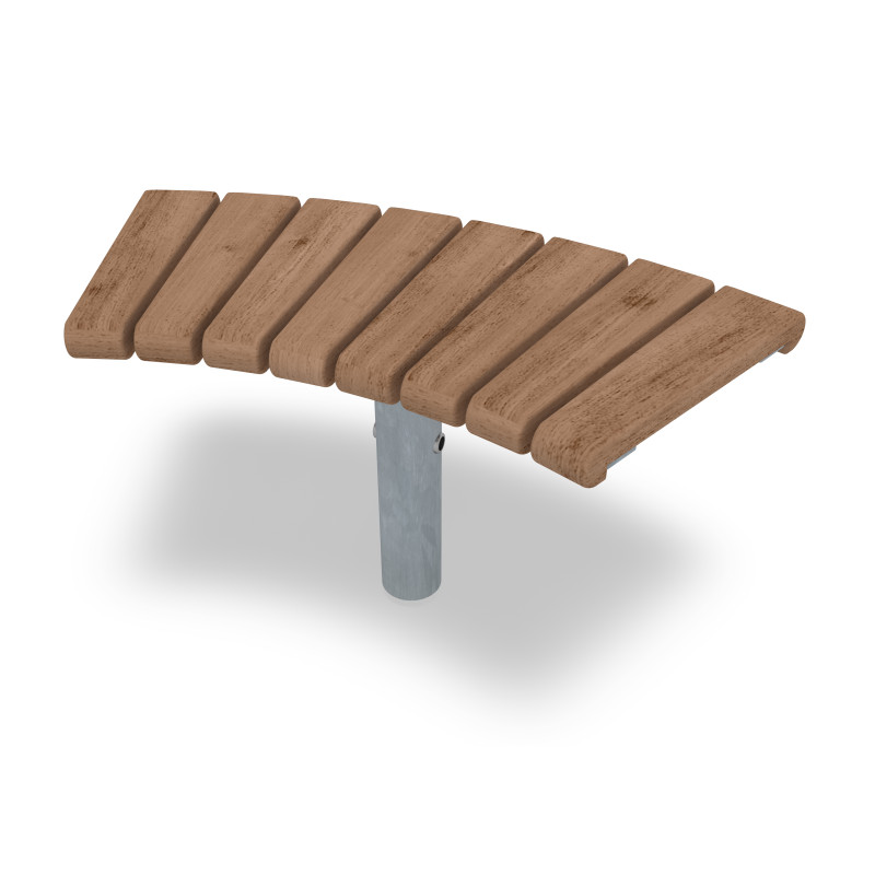 HAGS Curved Bench 45° Sofiero Thermo Standard - For Concreting (Colour: Galvanized) Front view